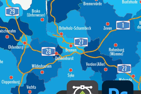 Landkarten von Bremen und Niedersachsen