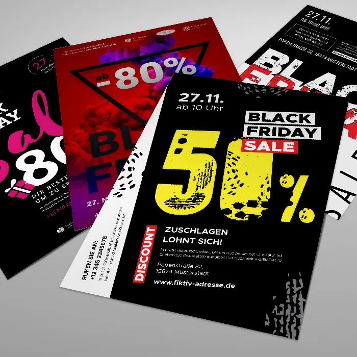 Vorlagen im Black Friday-Design: Plakate und Flyer zur Werbung