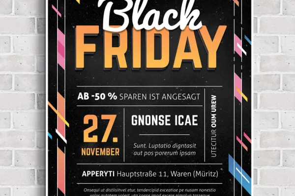 Vorlage im Black Friday-Design zur Gestaltung von Plakat und Flyer zur Werbung