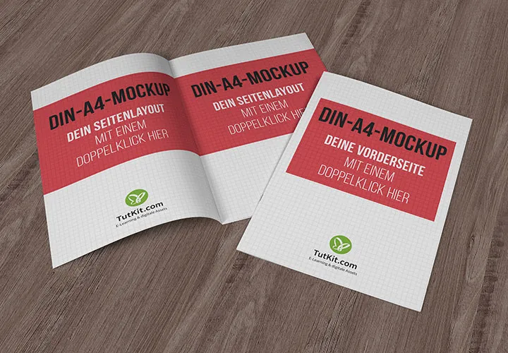 Mockups für Broschüren im A4-Hochformat