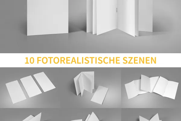 Mockups für Broschüren im DIN-lang-Format