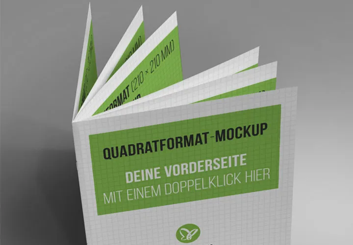 Mockups für Broschüren im Quadratformat