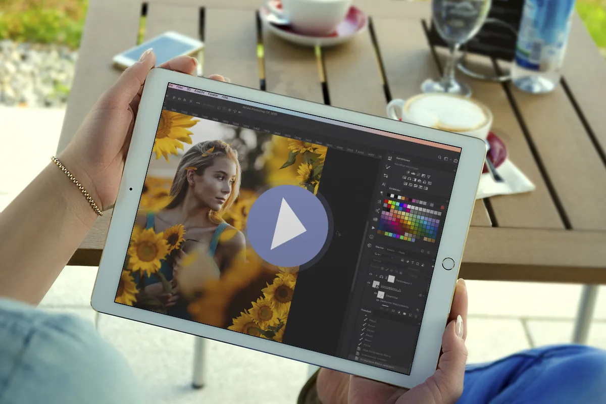 Video-Anleitung: So fügst du die Bilder mit Sonnenblumen und Margeriten in deine Fotos ein
