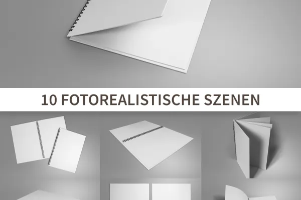 Mockup für Hochformat-Hardcover-Broschüren mit Spiralbindung