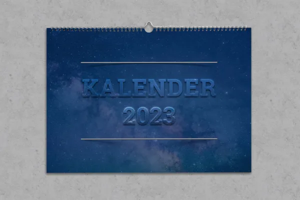 Kalender-Design mit Text mit Transparenz- und Relief-Effekt