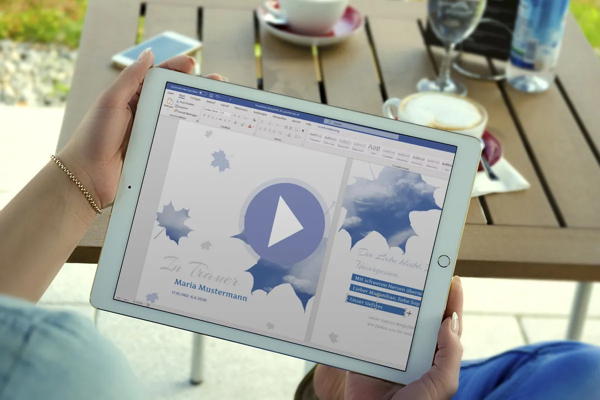 Video-Anleitung: Vorlagen für Beileidskarten in Word bearbeiten
