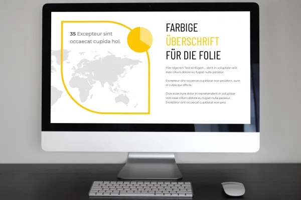 Template für eine Folie in Google Slides, dargestellt auf einem Monitor