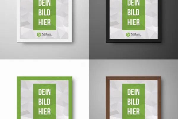 Mockups mit Bilderrahmen vor verschiedenen Hintergründen