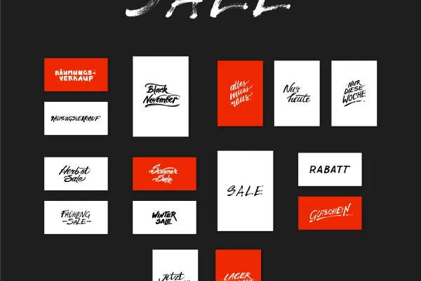 Handlettering Vânzare și Discount: inscripții scrise de mână pentru acțiunile tale de marketing.