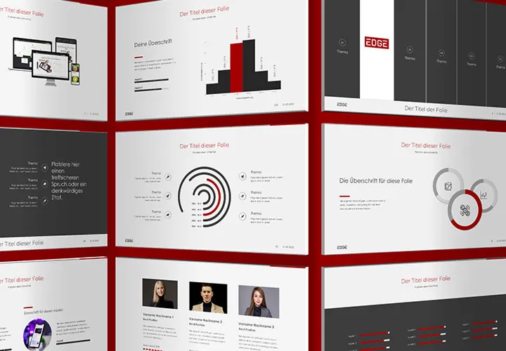 Vorlagen für PowerPoint, Keynote und Google Slides im „Edge“-Design