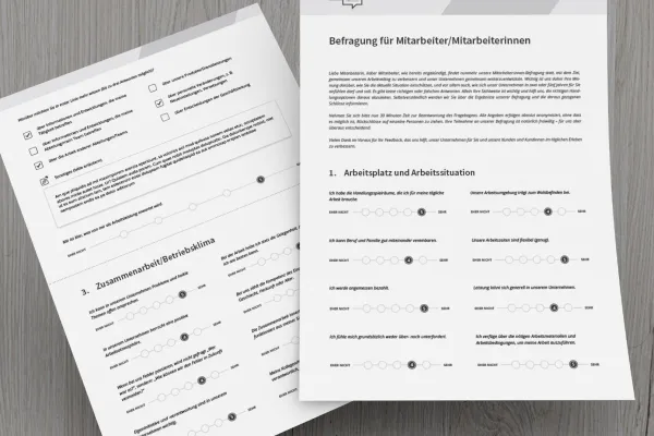 Vorlage, Muster, Fragebogen für eine Mitarbeiterbefragung