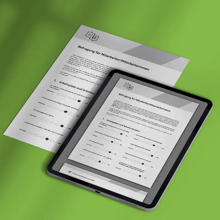 Muster zur Mitarbeiterbefragung – Fragebogen-Vorlage für Word, InDesign, als Google-Formular und PDF