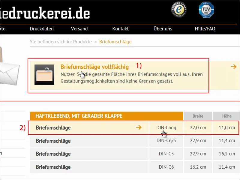 Generelle Druckvorbereitung und Briefumschläge im Businesslook gestalten