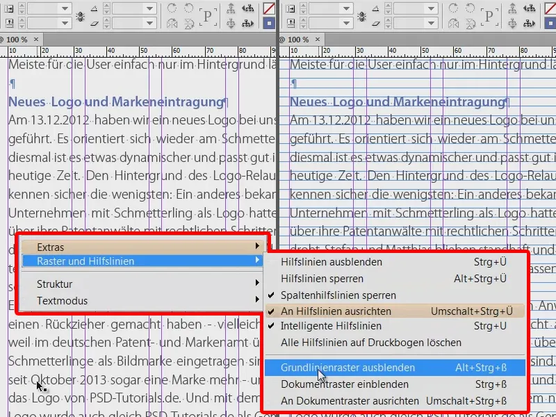 Visuelle Hilfsmittel in InDesign nutzen