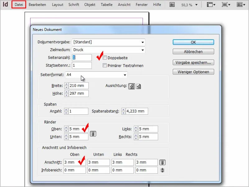 Tipps &amp; Tricks zu Adobe InDesign: Dokumentvorgabe ganz schnell ändern