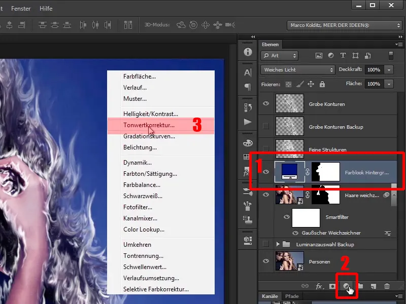 Photoshop-Composing - Foc și Gheață - Partea 04: Întunecarea fundalului și pregătirea culorilor