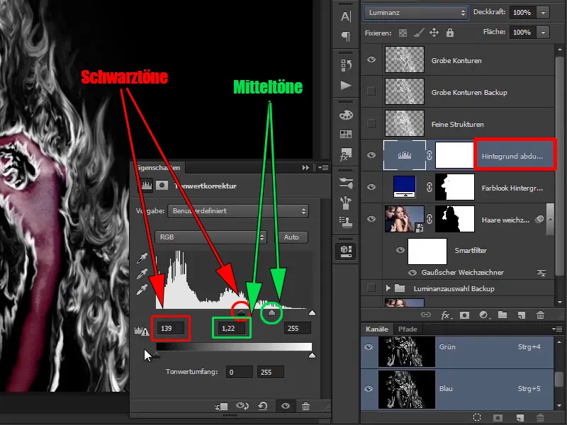 Photoshop-Composing - Foc și gheață - Partea 04: Întunecarea fundalului și pregătirea culorilor.