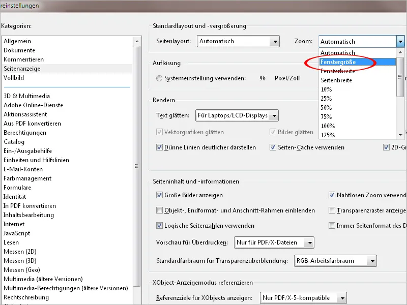 Die Voreinstellungen von Acrobat