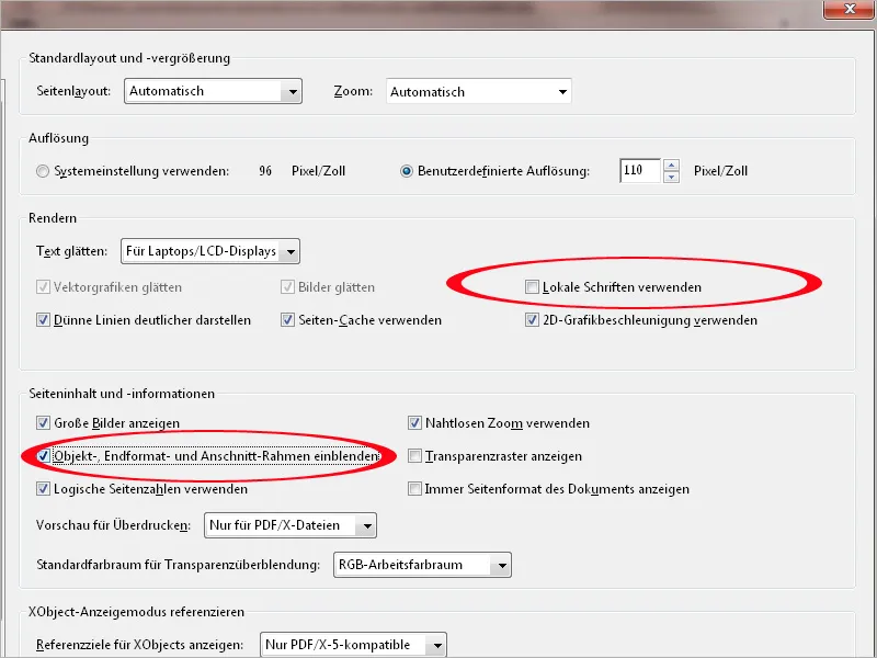 Die Voreinstellungen von Acrobat