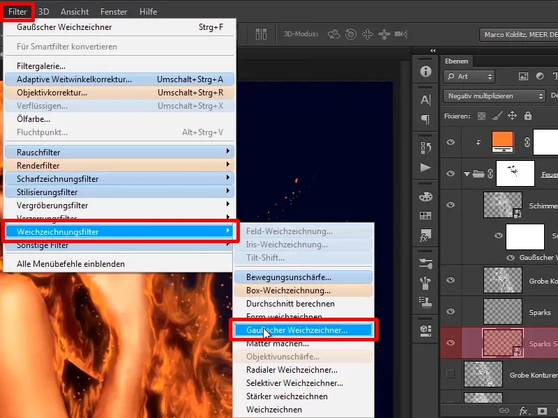 Photoshop-Composing - Feuer und Eis - Teil 06: Funken und Frost