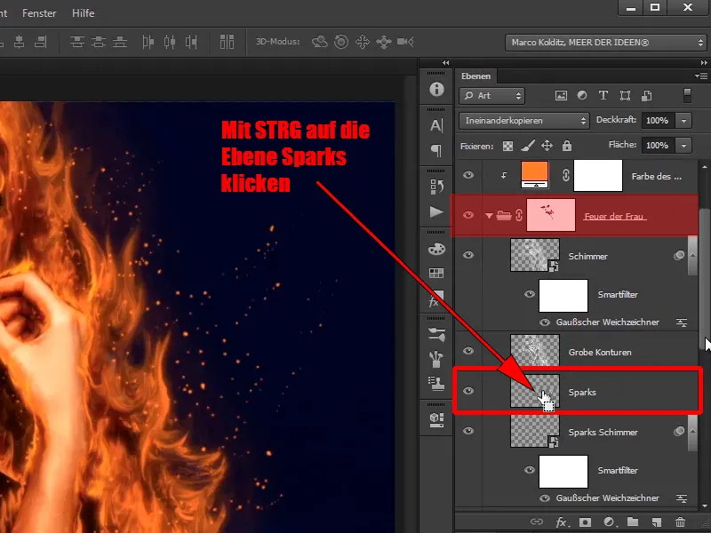 Photoshop-Composing - Feuer und Eis - Teil 06: Funken und Frost