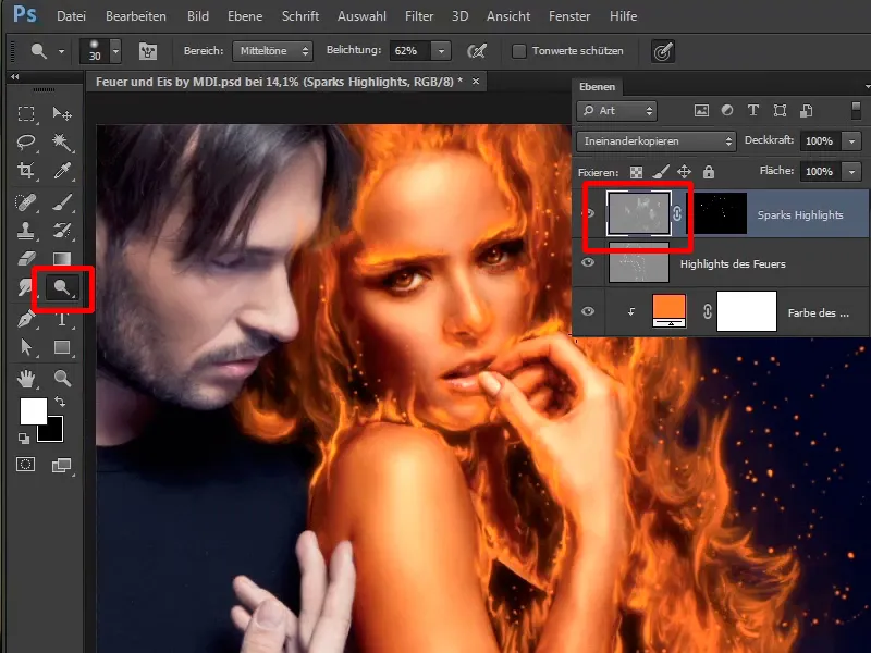 Photoshop-Composing - Feuer und Eis - Teil 06: Funken und Frost