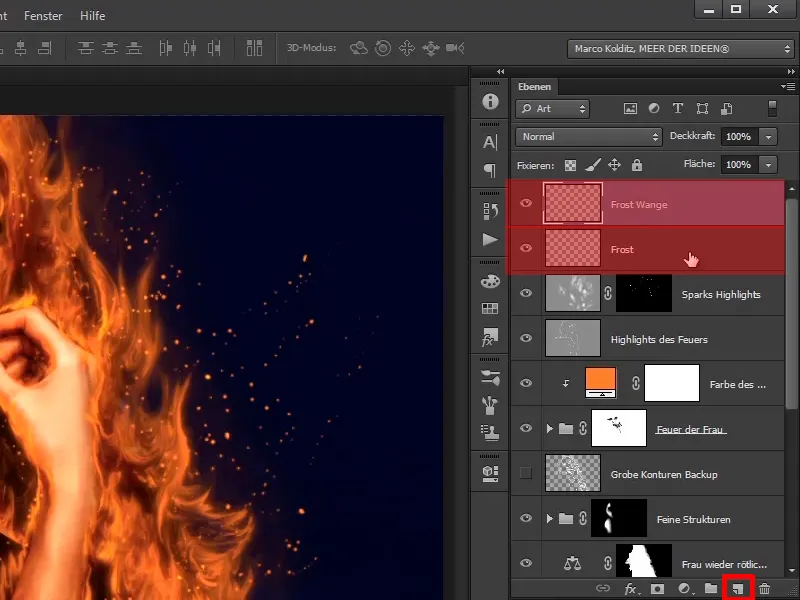 Photoshop-Composing - Feuer und Eis - Teil 06: Funken und Frost