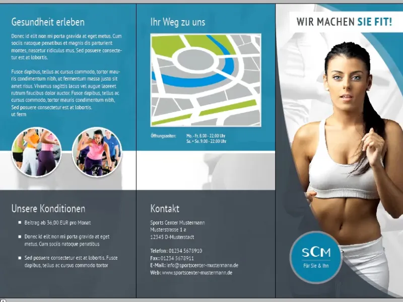 Flyerdesign im Faltformat am Beispiel eines Sportstudios/Fitnessstudios - Teil 2