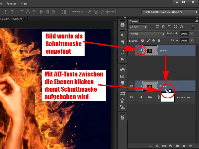 Compoziție Photoshop - Foc și gheață - Partea 07: Plasarea focului real în imagine