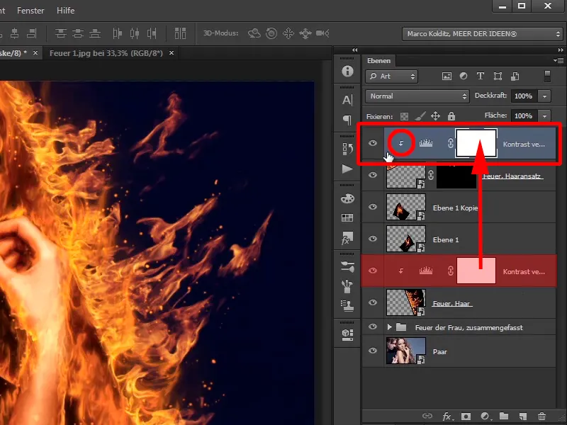 Photoshop-Composing - Foc și Gheață - Partea 07: Plasarea unui foc real în imagine