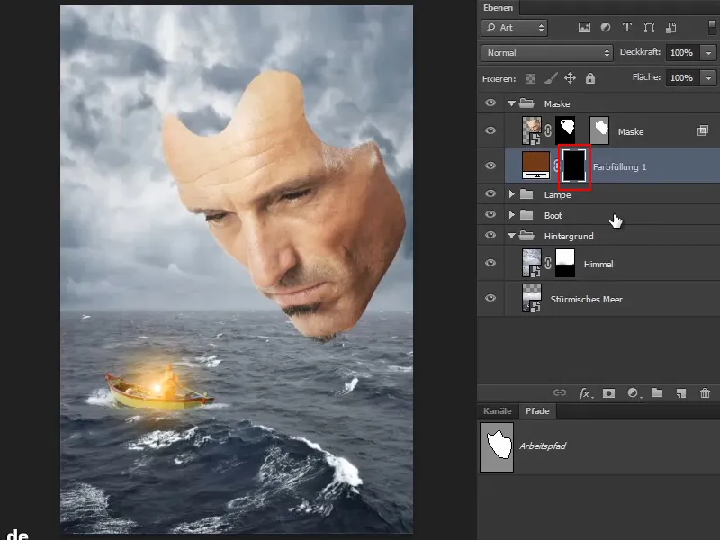 Compușiție Photoshop - Oraclul mării - Partea 07: Dând adâncime măștii.