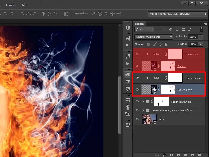 Photoshop-Composing - Foc și gheață - Partea 08: Unde este foc, este și fum.