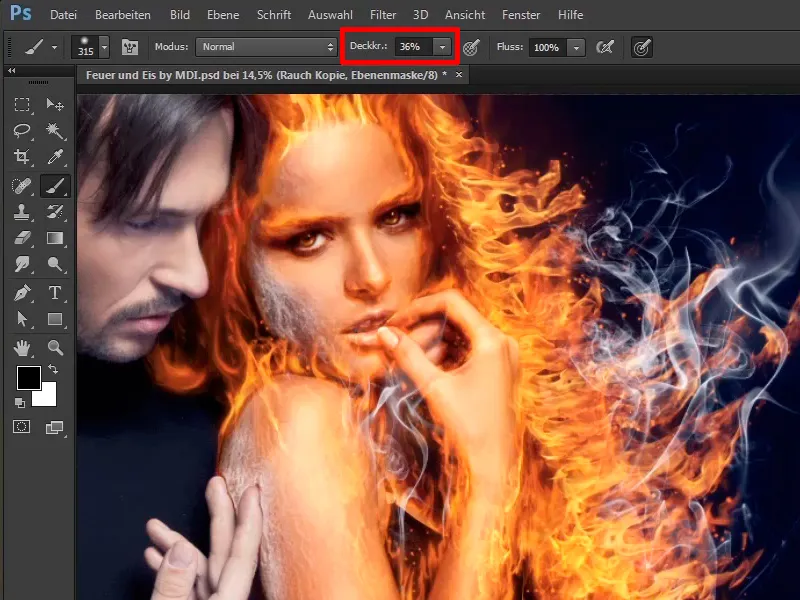 Compoziția Photoshop - Foc și Gheață - Partea 08: Unde este foc, este și fum.