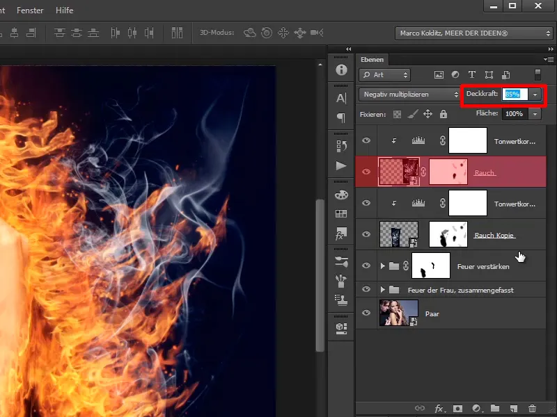 Photoshop-Composing - Foc și Gheață - Partea 08: Unde este foc, este și fum.