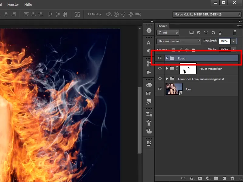 Photoshop-Composing - Foc și Gheață - Partea 08: Unde este foc, este și fum.