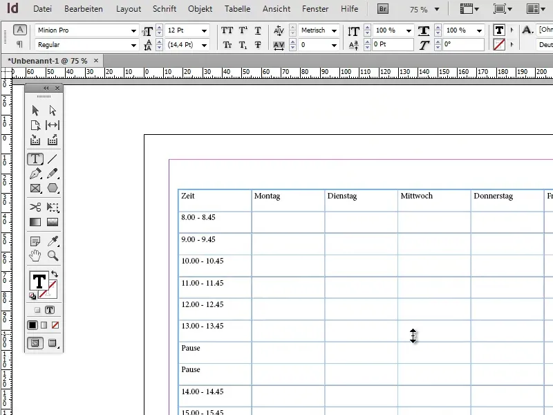 Stundenplan erstellen in Adobe InDesign