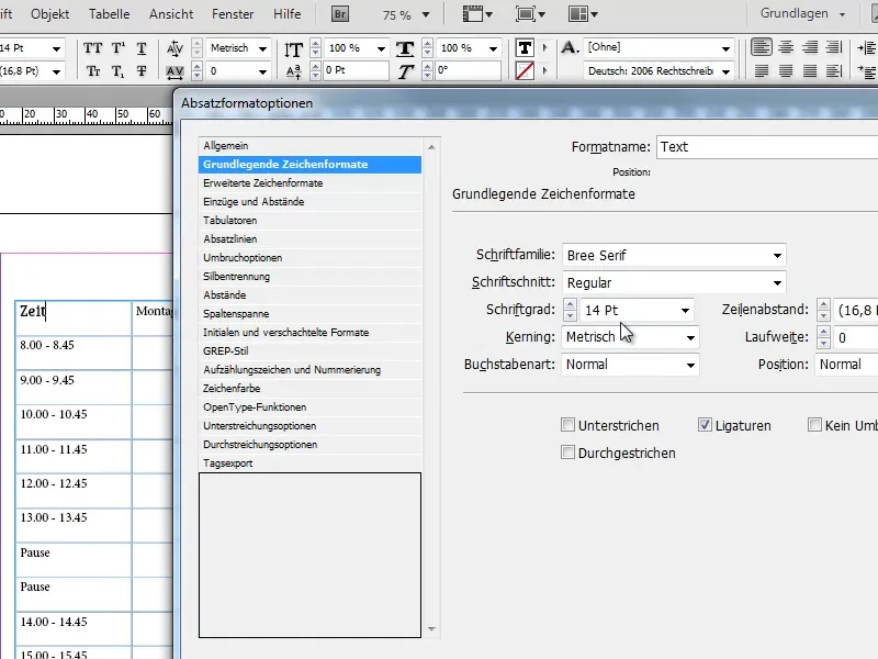 Stundenplan erstellen in Adobe InDesign