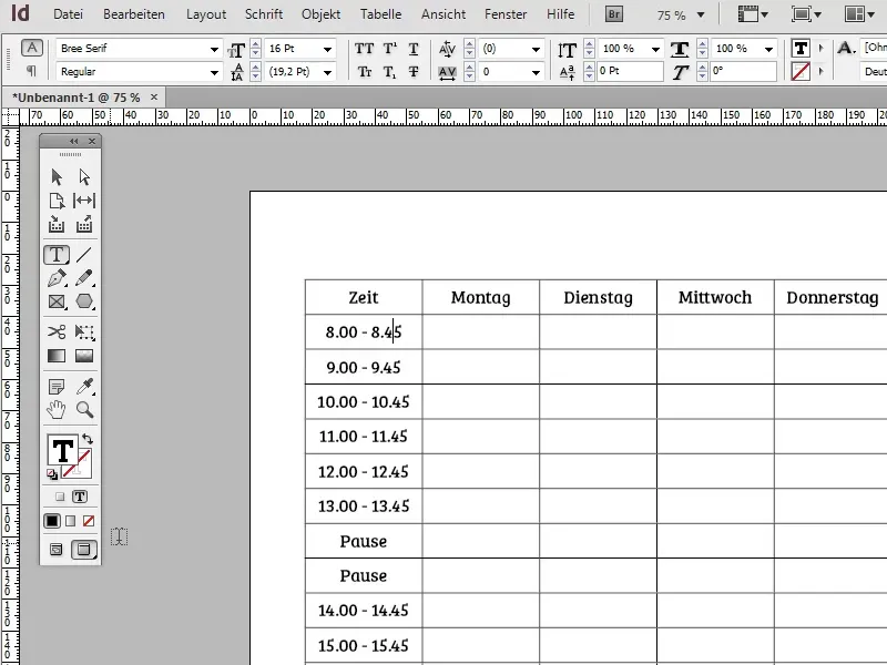 Stundenplan erstellen in Adobe InDesign