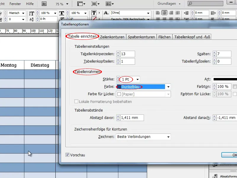 Stundenplan erstellen in Adobe InDesign