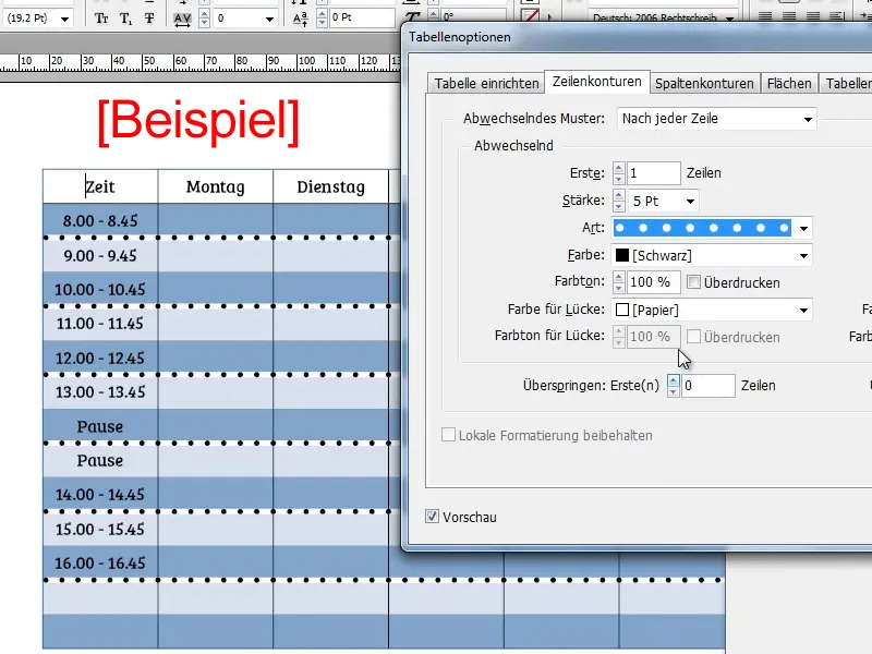 Stundenplan erstellen in Adobe InDesign