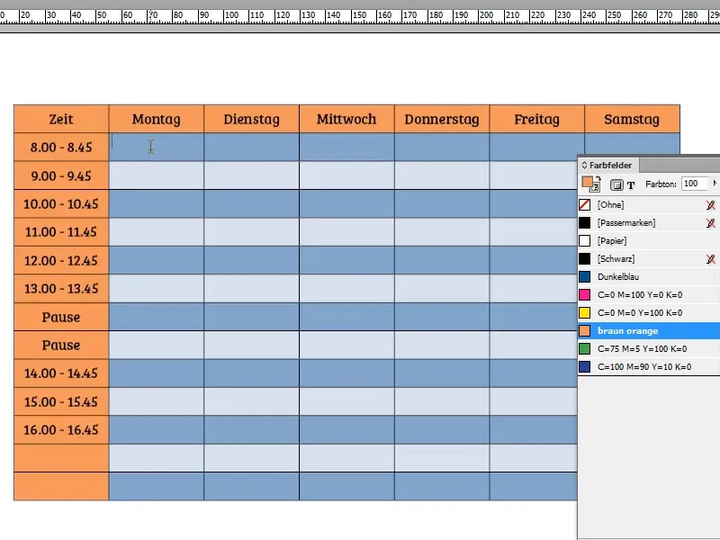 Stundenplan erstellen in Adobe InDesign