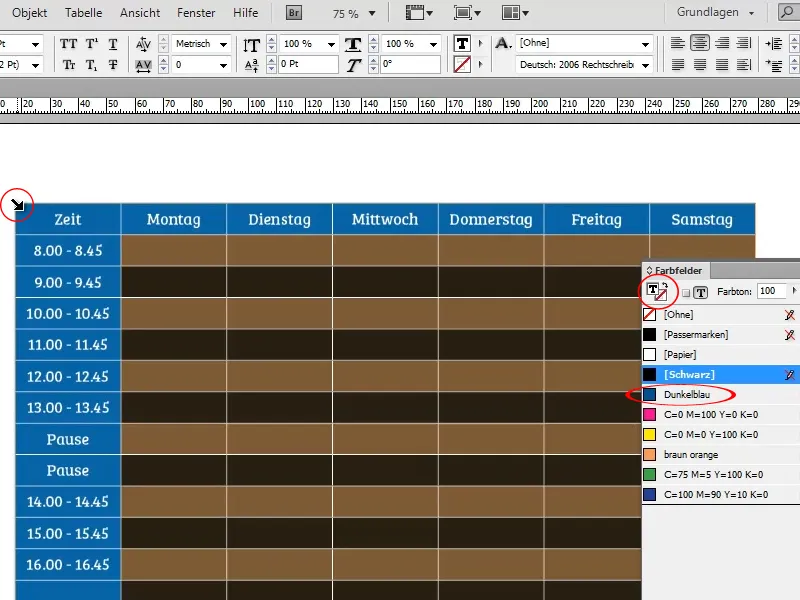 Stundenplan erstellen in Adobe InDesign