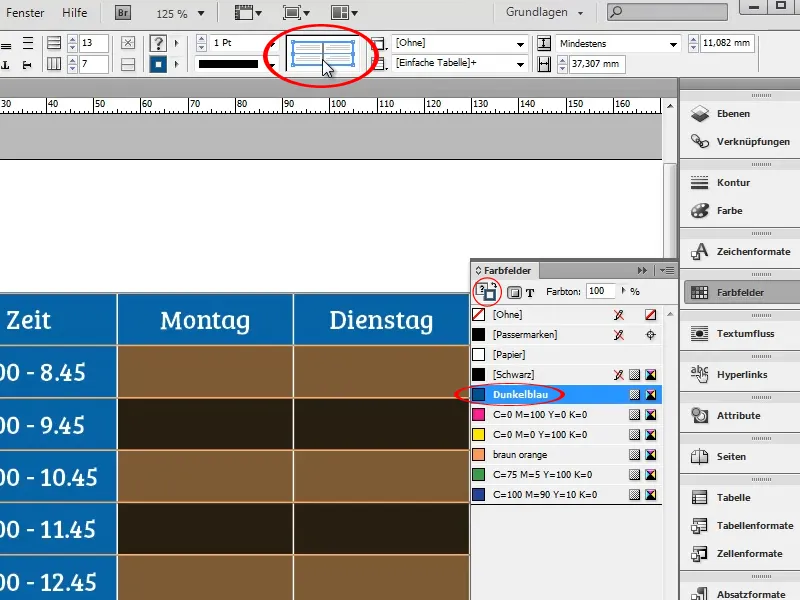 Stundenplan erstellen in Adobe InDesign