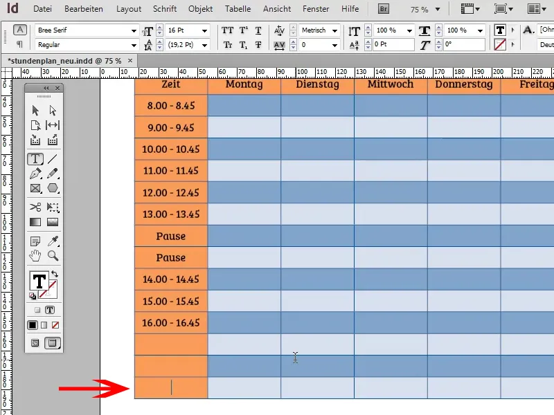 Stundenplan erstellen in Adobe InDesign