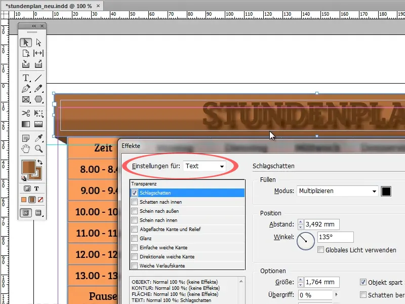 Stundenplan erstellen in Adobe InDesign