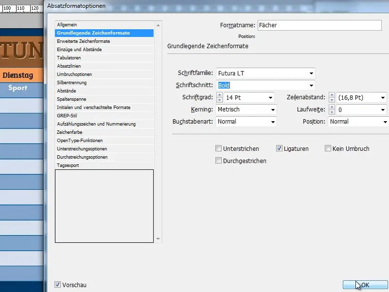 Stundenplan erstellen in Adobe InDesign