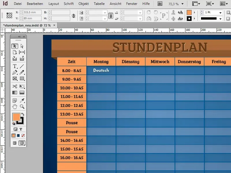 Stundenplan erstellen in Adobe InDesign