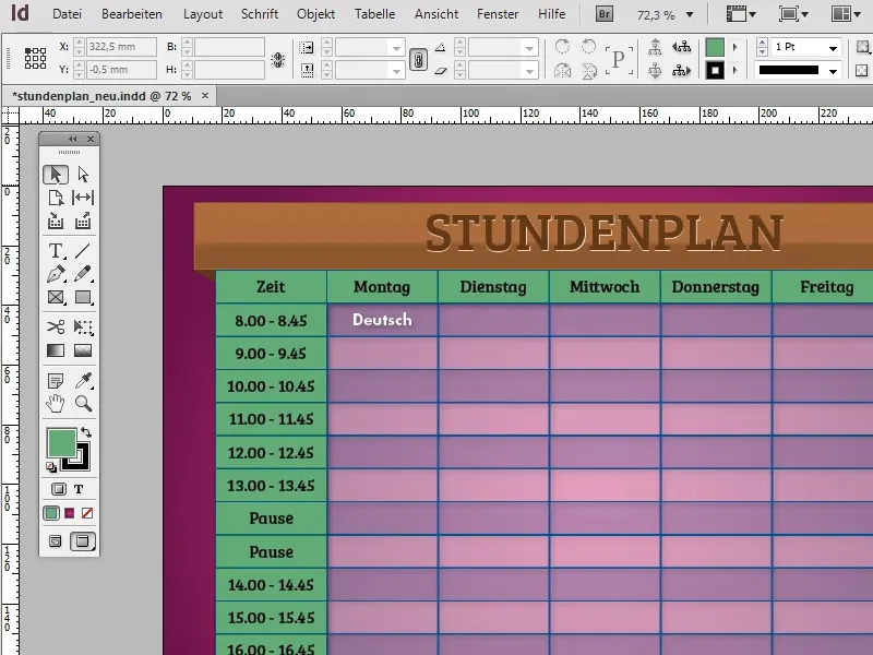 Stundenplan erstellen in Adobe InDesign