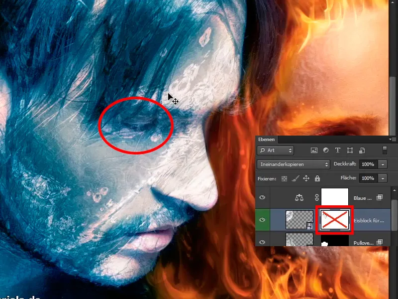 Photoshop-Composing - Foc și gheață - Partea 10: Optimizarea suplimentară a aspectului înghețat