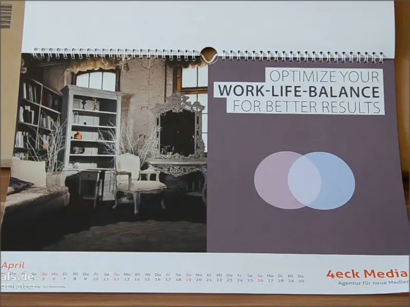 Design profesionist pentru un calendar de perete DIN-A3 și tipărirea lui.